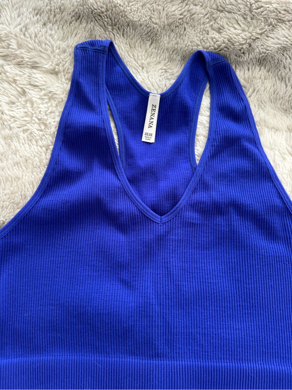 Zenana Outfitters Cobalt Ribbed Racerback Tank Top cami bra new 2x3x sku17